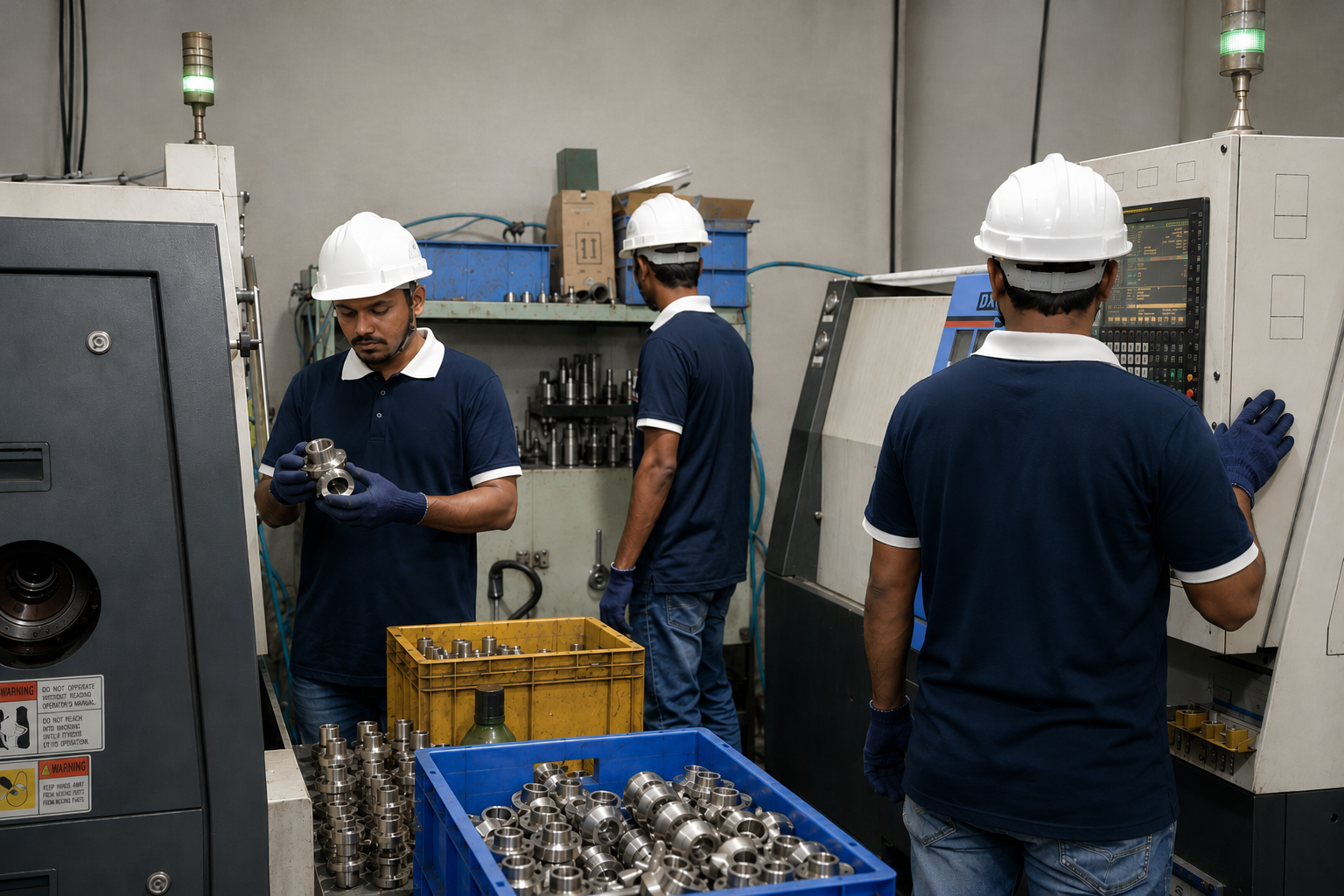 Quality inspection engineer measuring copper nickel forged fitting dimensions